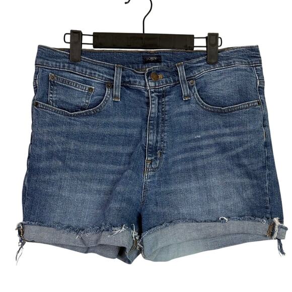 J. Crew High Waisted Cotton Distressed Raw Hem Cut Off Denim Shorts 30 Blue - Picture 15 of 15
